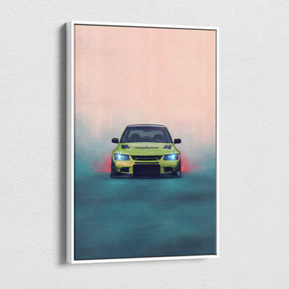 Mitsubishi Lancer Evolution Inspired Automotive Wall Art, JDM Tuner Canvas Print for Living Room