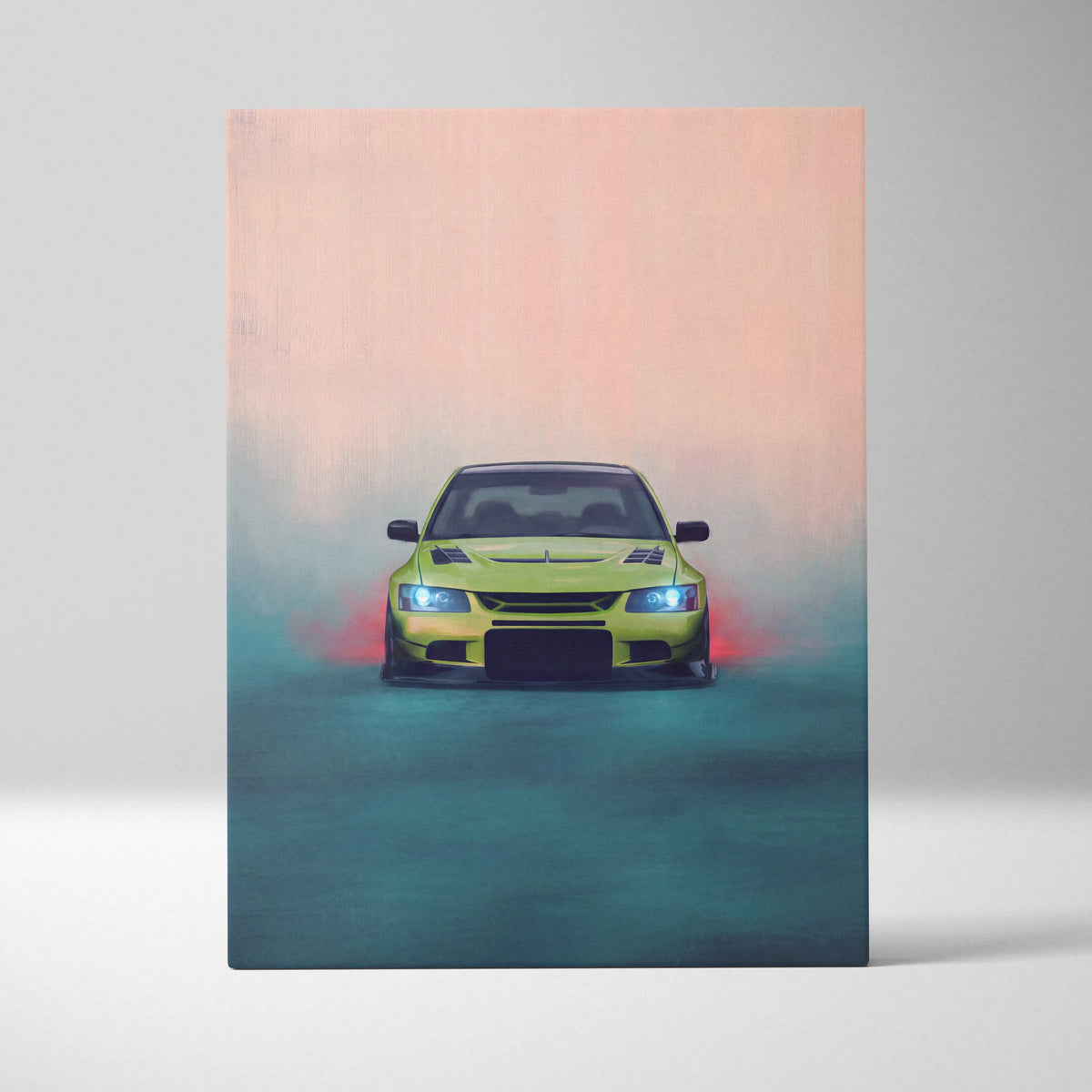 Mitsubishi Lancer Evolution Inspired Automotive Wall Art, JDM Tuner Canvas Print for Living Room