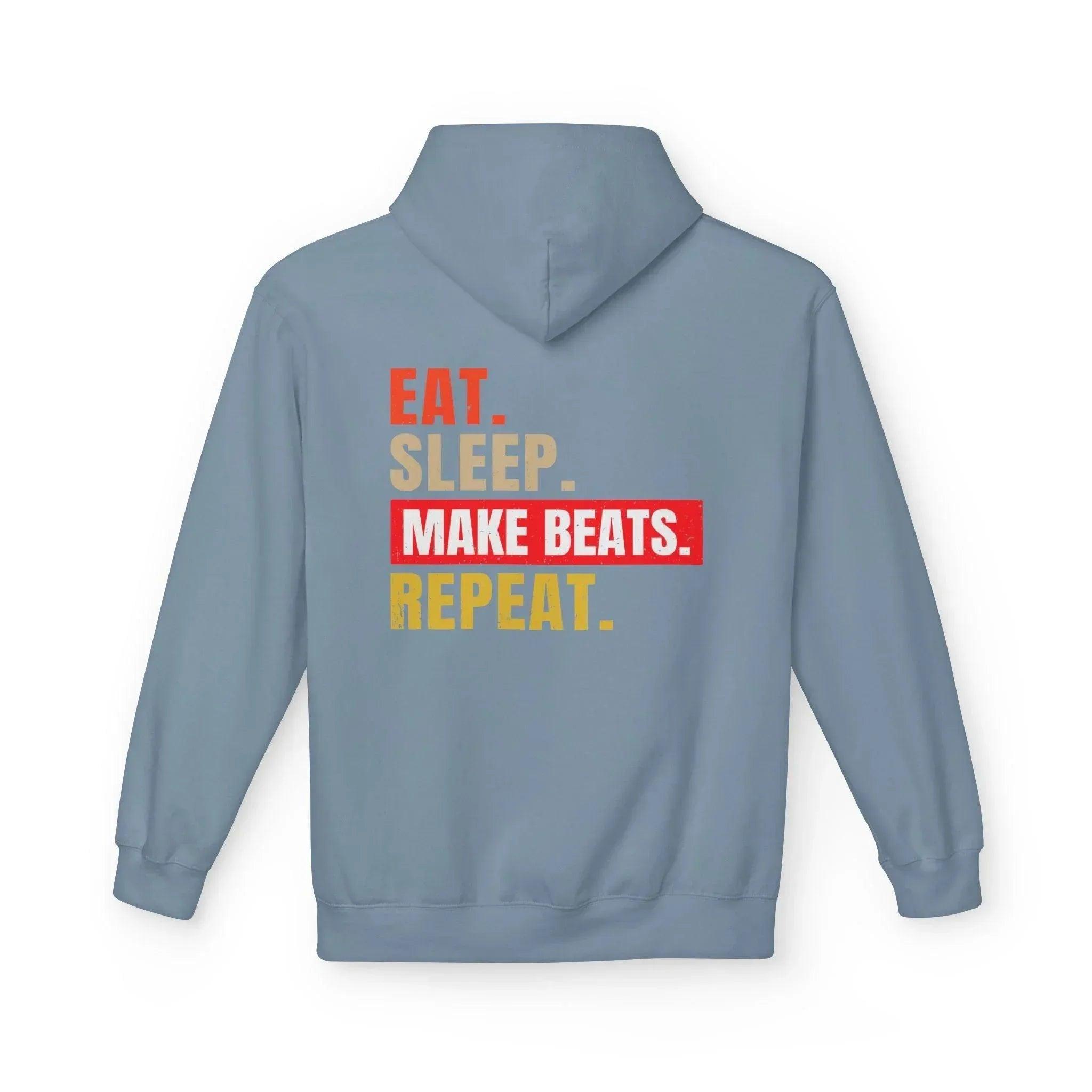 Cozy Music Producer Hoodie: 'Eat. Sleep. Make Beats. Repeat' Fleece Design