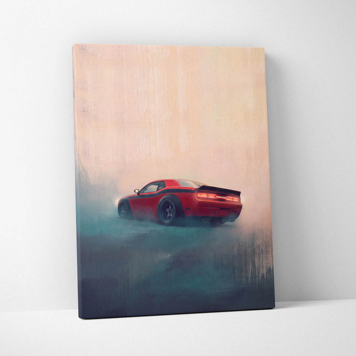 Dodge Challenger Inspired Automotive Canvas Art, Widebody Muscle Car Decor for Bedroom