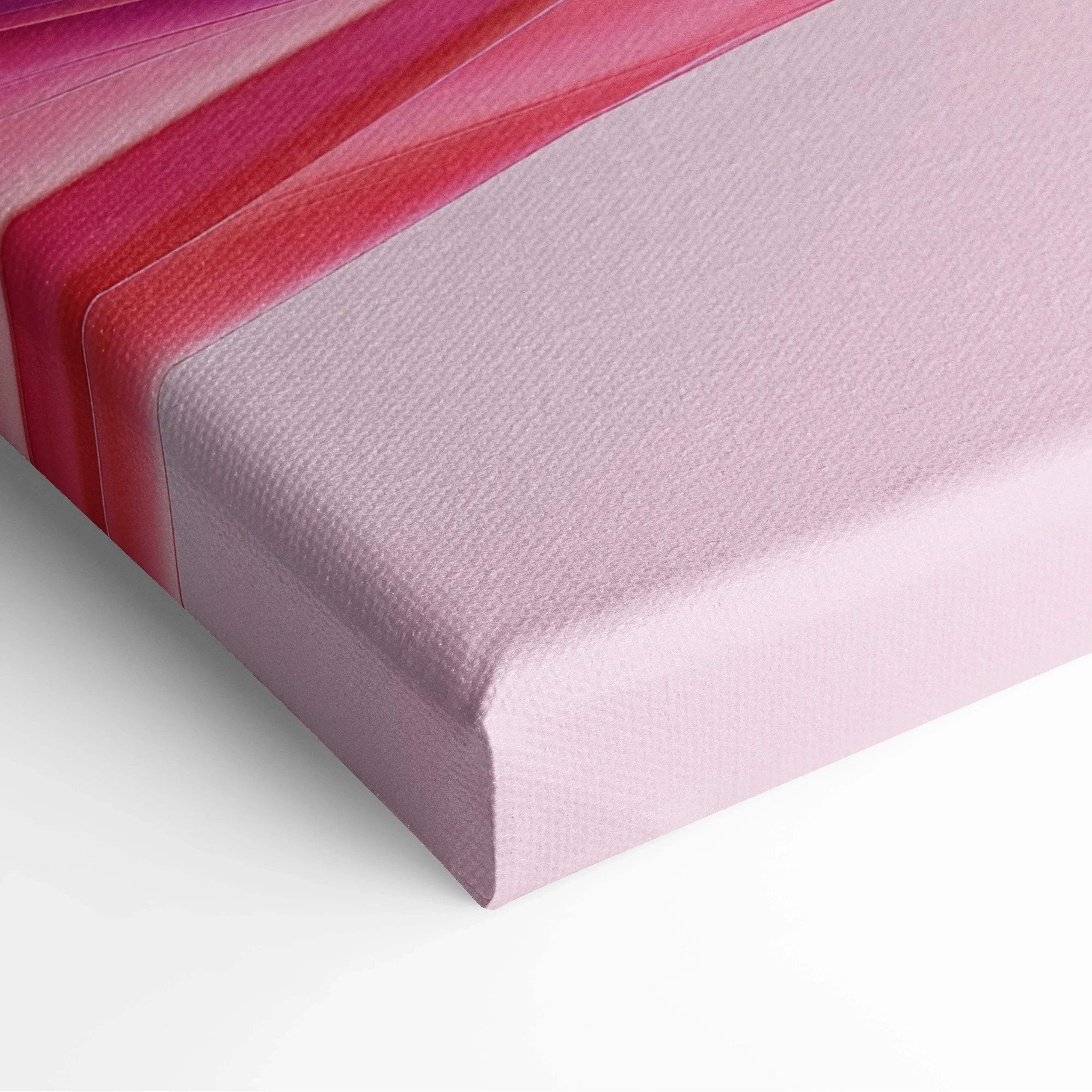 A soft pink canvas print with vibrant red and magenta gradient stripes for modern living room wall art decor