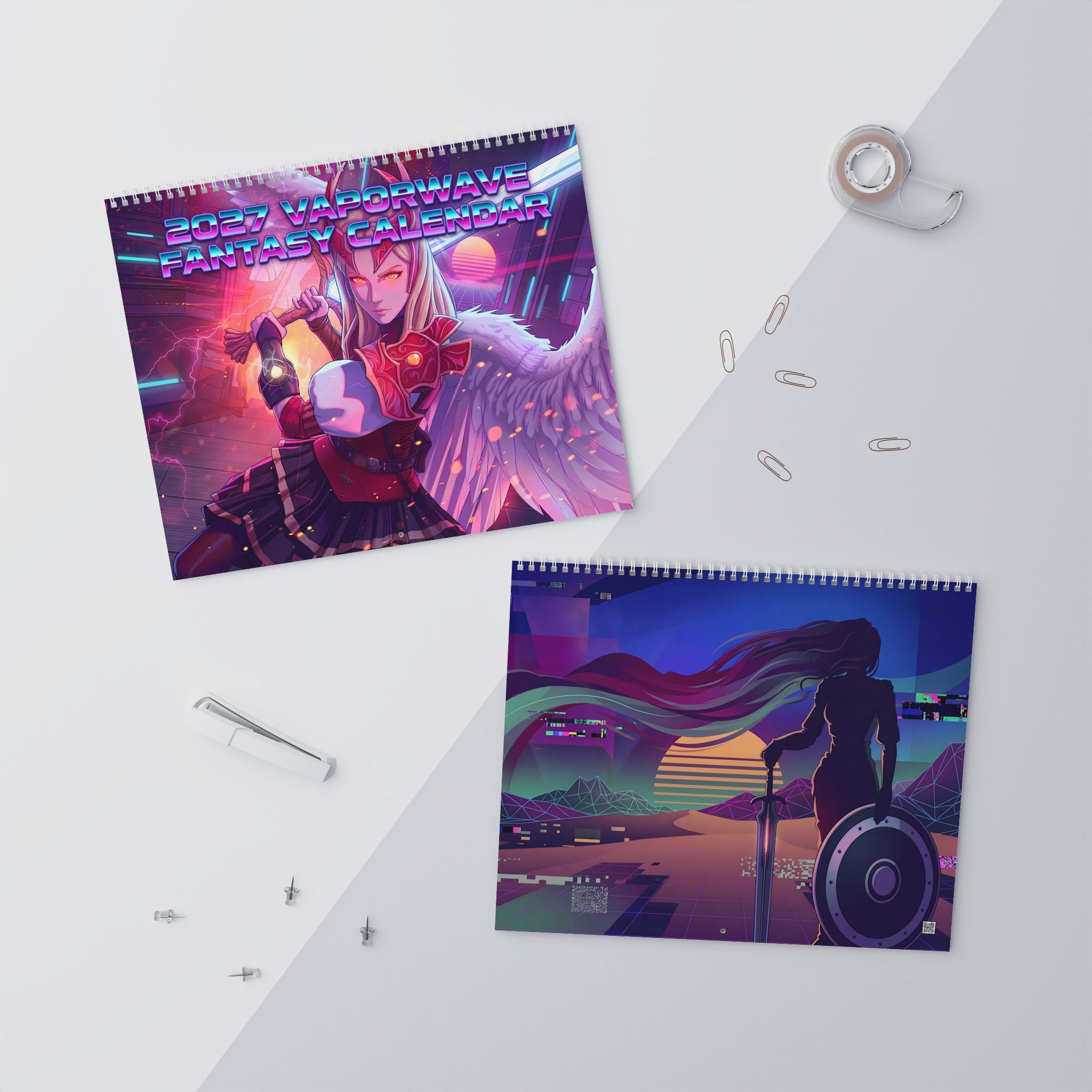2027 Fantasy Artwork Calendar – Colorful Vaporwave Inspired Art & Neon Designs