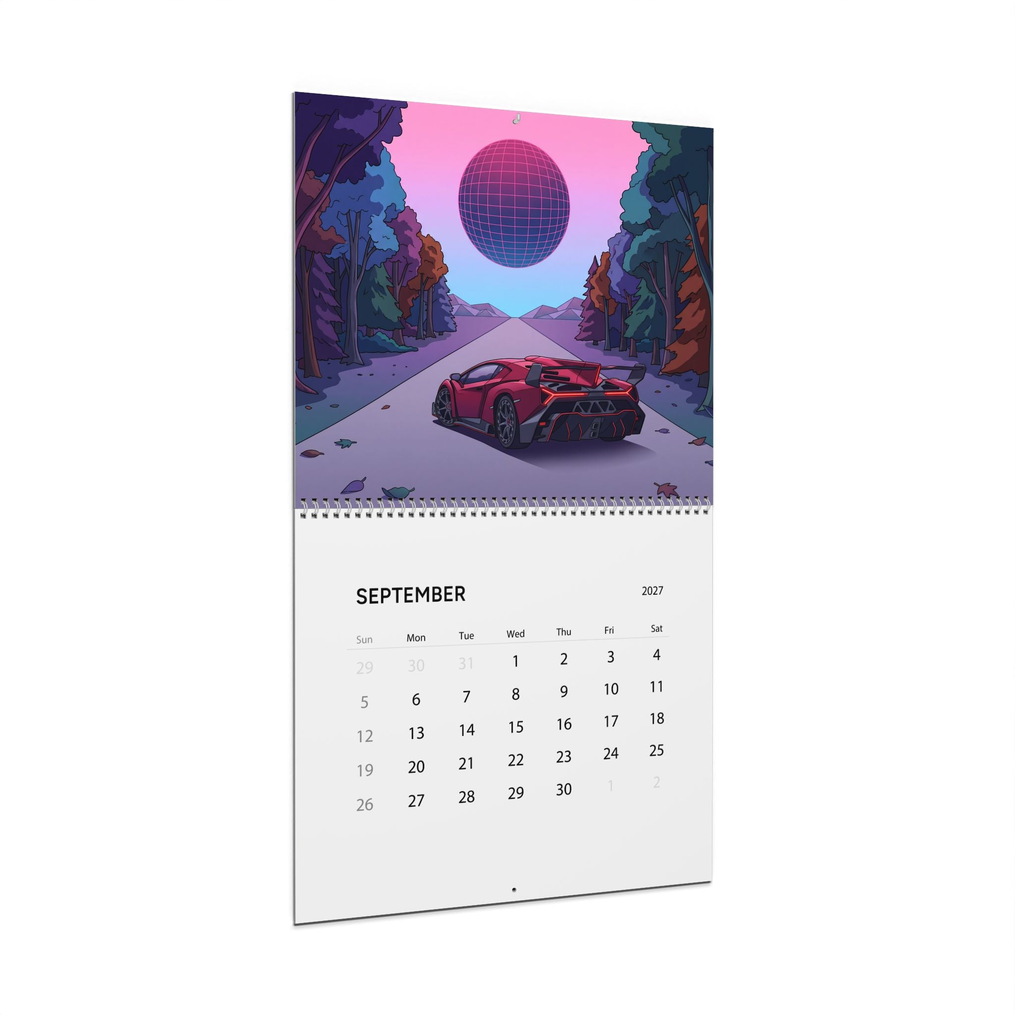 2027 Supercar Vaporwave Art Calendar – Luxury Exotic Cars & Retro Futuristic Neon Artwork