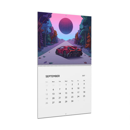 2027 Supercar Vaporwave Art Calendar – Luxury Exotic Cars & Retro Futuristic Neon Artwork