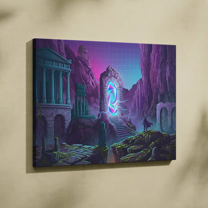 Vaporwave Portal Neon Canvas - Portal Neon Vaporwave Canvas Living Room Dreamy Mood Neon Retro Vaporwave Canvas