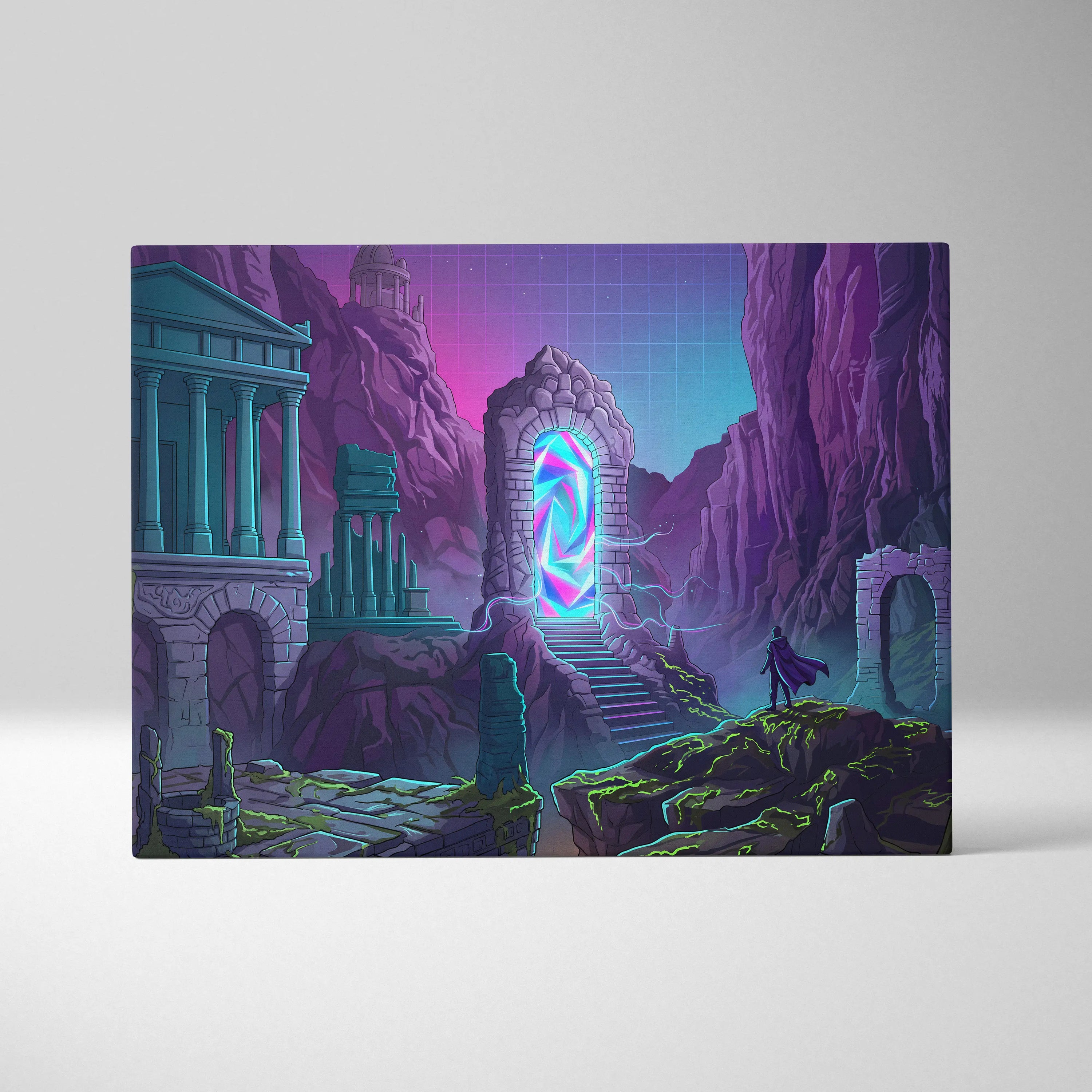Vaporwave Portal Neon Canvas - Portal Neon Vaporwave Canvas Living Room Dreamy Mood Neon Retro Vaporwave Canvas