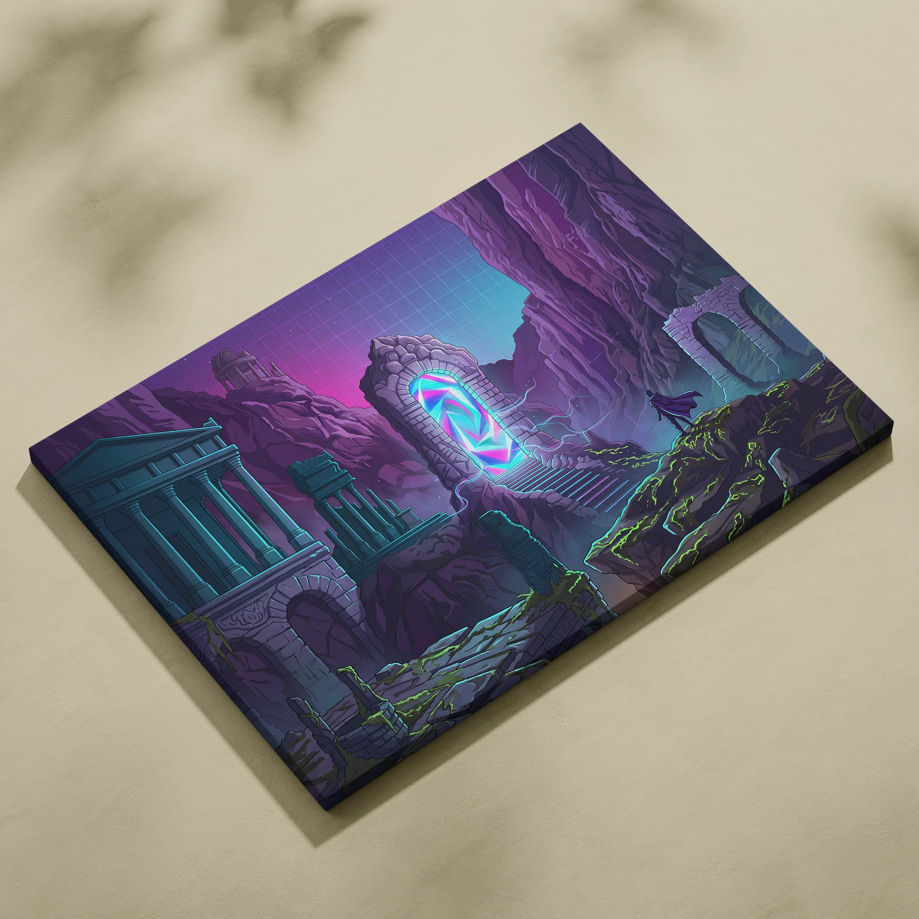 Vaporwave Portal Neon Canvas - Portal Neon Vaporwave Canvas Living Room Dreamy Mood Neon Retro Vaporwave Canvas