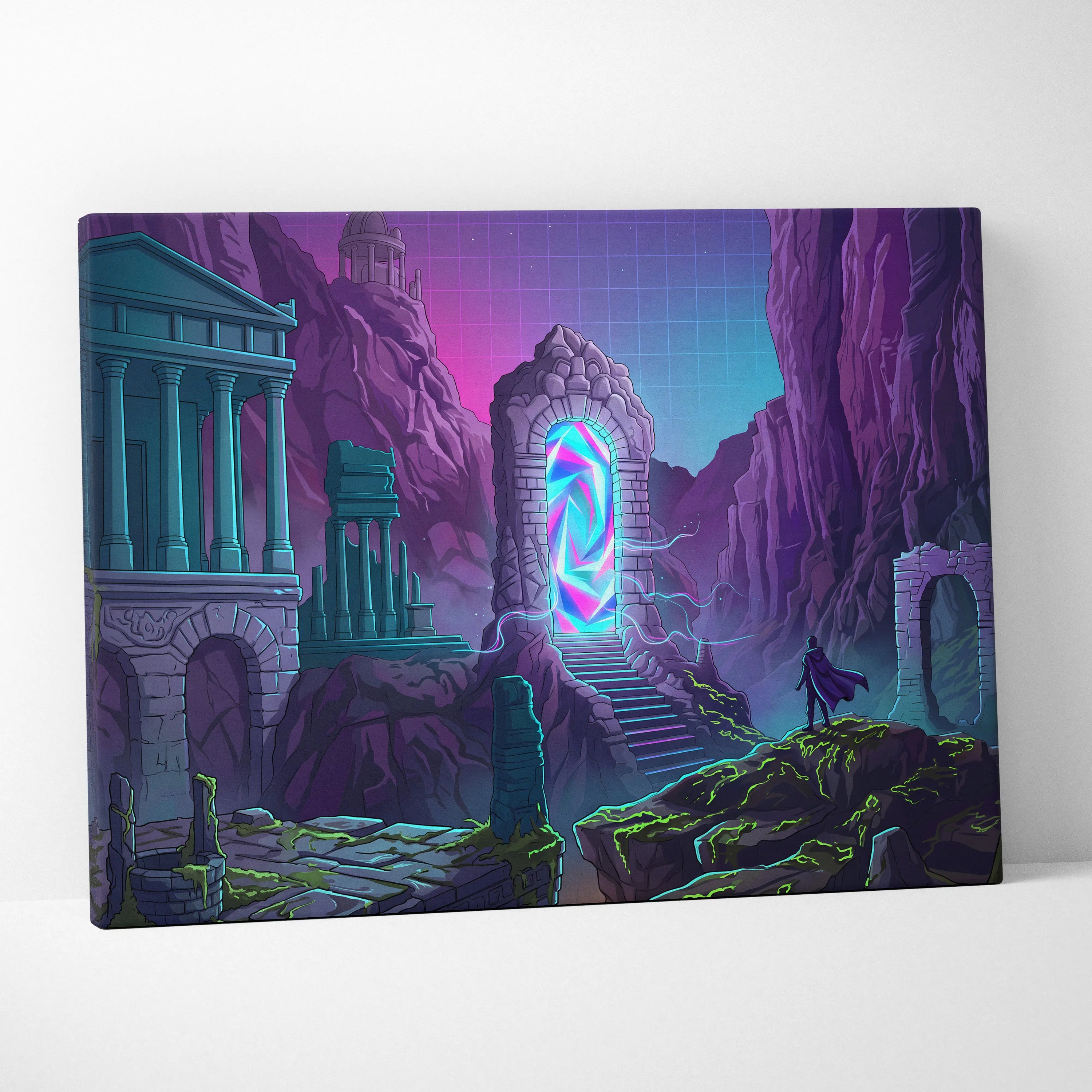 Vaporwave Portal Neon Canvas - Portal Neon Vaporwave Canvas Living Room Dreamy Mood Neon Retro Vaporwave Canvas