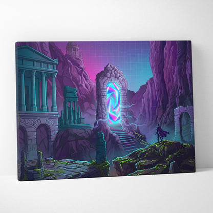 Vaporwave Portal Neon Canvas - Portal Neon Vaporwave Canvas Living Room Dreamy Mood Neon Retro Vaporwave Canvas