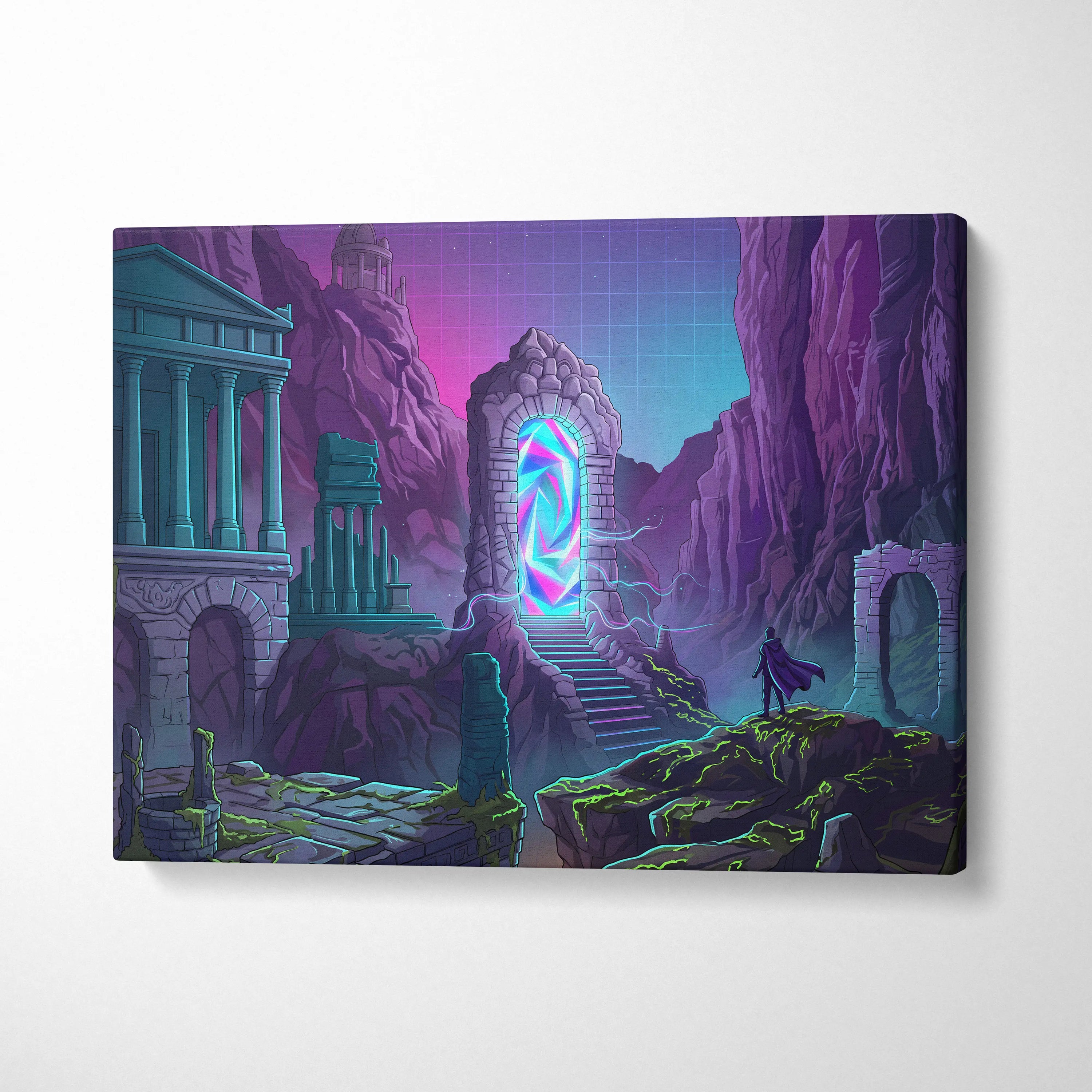 Vaporwave Portal Neon Canvas - Portal Neon Vaporwave Canvas Living Room Dreamy Mood Neon Retro Vaporwave Canvas