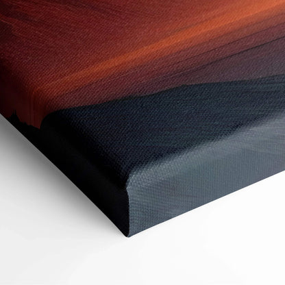 Epic nuclear mushroom cloud canvas print in fiery orange, deep blue, red-to-black gradient