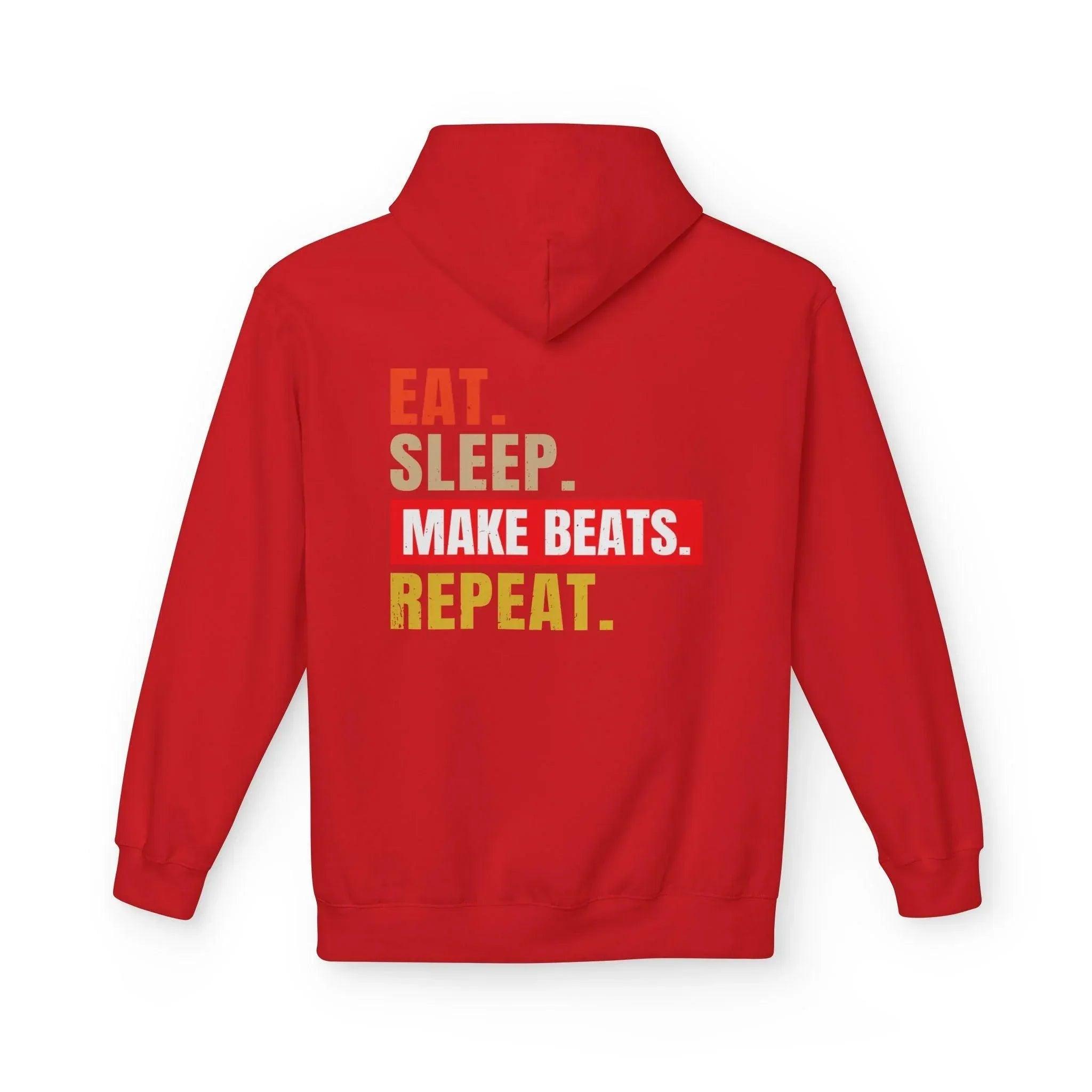 Cozy Music Producer Hoodie: 'Eat. Sleep. Make Beats. Repeat' Fleece Design
