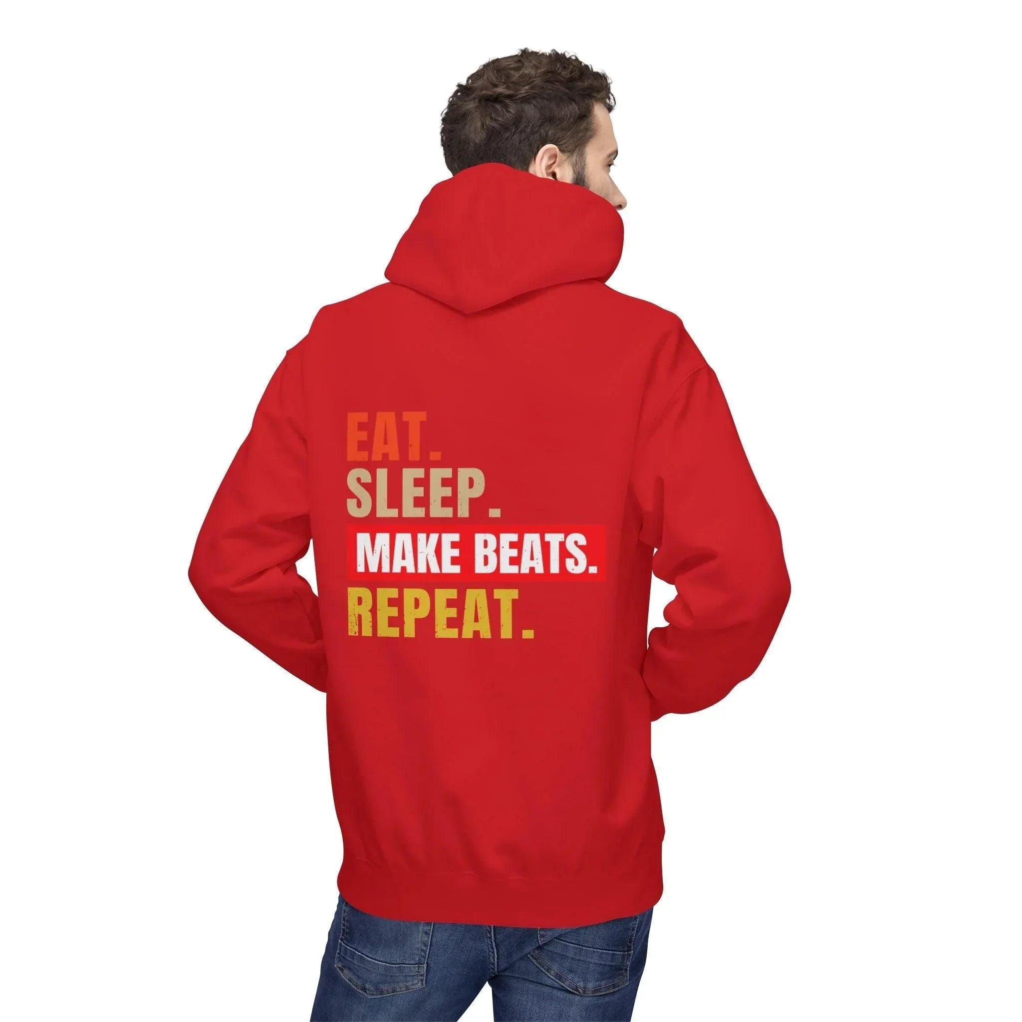 Cozy Music Producer Hoodie: 'Eat. Sleep. Make Beats. Repeat' Fleece Design