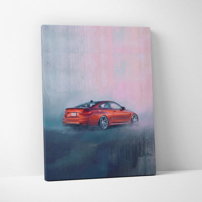 BMW M4 Inspired Canvas Art, Luxury Sports Car Wall Decor Print