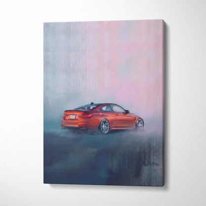 BMW M4 Inspired Canvas Art, Luxury Sports Car Wall Decor Print
