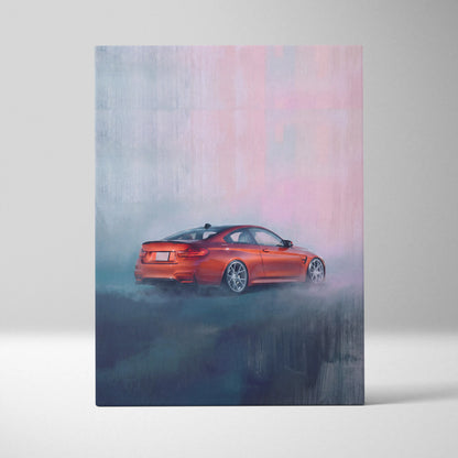 BMW M4 Inspired Canvas Art, Luxury Sports Car Wall Decor Print