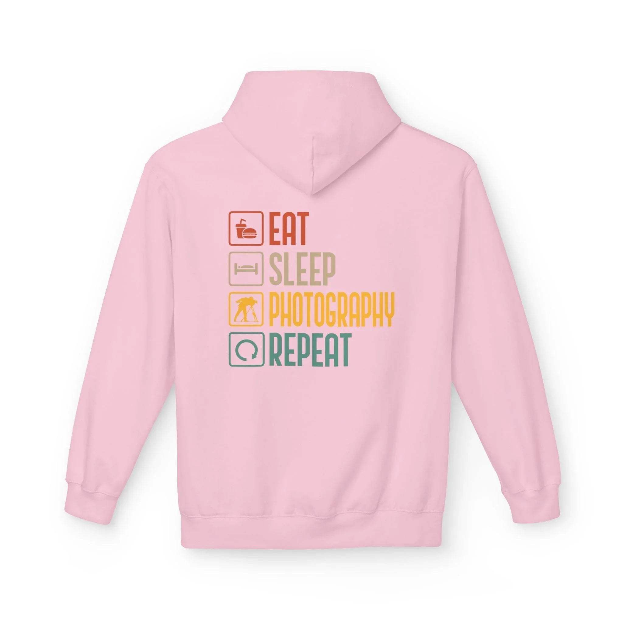 Cozy Photography Lover's Fleece Hoodie: "Eat, Sleep, Capture, Repeat"