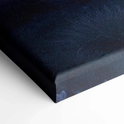 Dark blue textured canvas print of dreamlike cherry blossom garden with torii gate