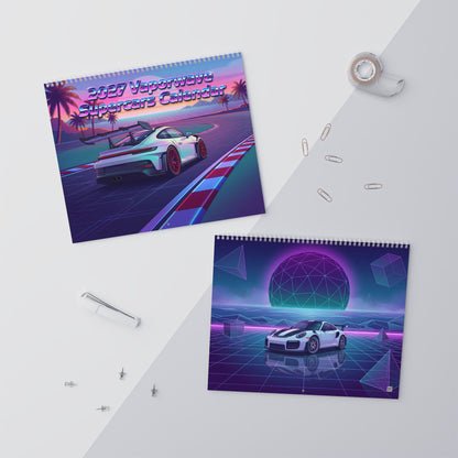 2027 Supercar Vaporwave Wall Calendar – Exotic Performance Cars & Retro Neon Artwork Collection