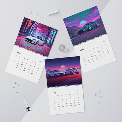 2027 JDM Vaporwave Wall Calendar – Japanese Tuner Cars, Street Performance & Retro Neon Artwork Collection