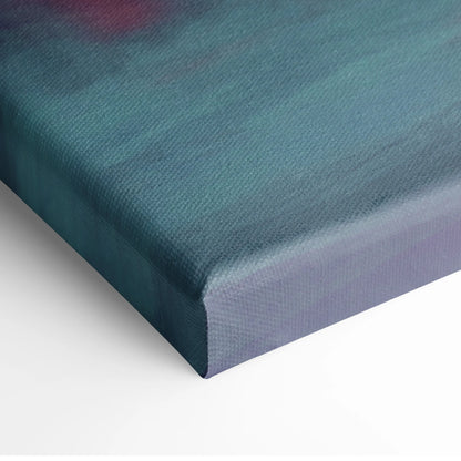 Nissan z inspired teal and purple gradient automotive canvas print with textured fabric for living room decor