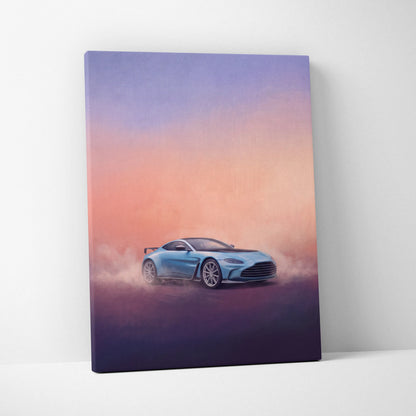 Aston Martin Vantage Inspired Car Wall Art, Modern British Sports Car Canvas Painting