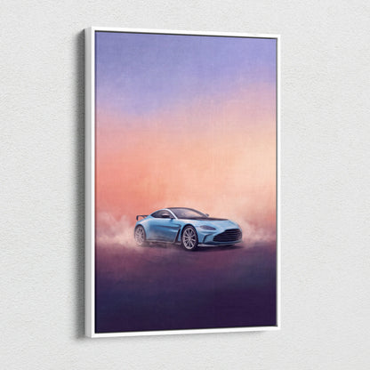 Aston Martin Vantage Inspired Car Wall Art, Modern British Sports Car Canvas Painting