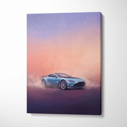 Aston Martin Vantage Inspired Car Wall Art, Modern British Sports Car Canvas Painting