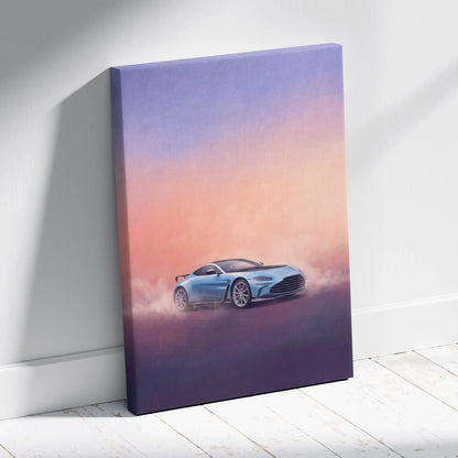 Aston Martin Vantage Inspired Car Wall Art, Modern British Sports Car Canvas Painting