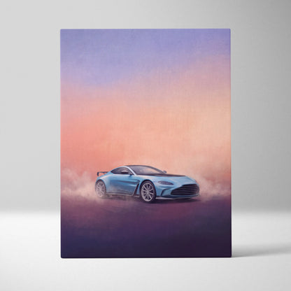 Aston Martin Vantage Inspired Car Wall Art, Modern British Sports Car Canvas Painting