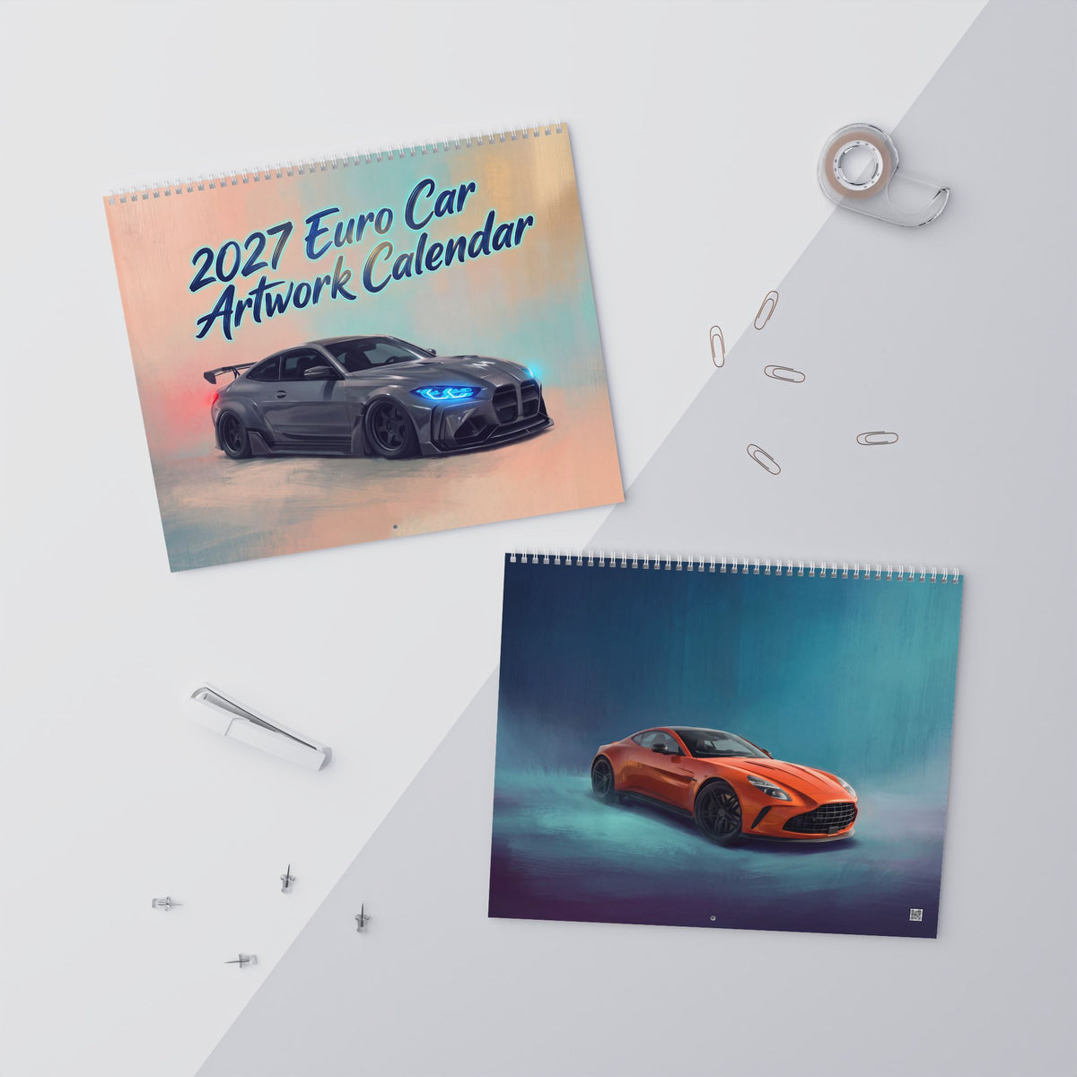 2027 Euro Car Artwork Calendar | European Sports Car Wall Calendar