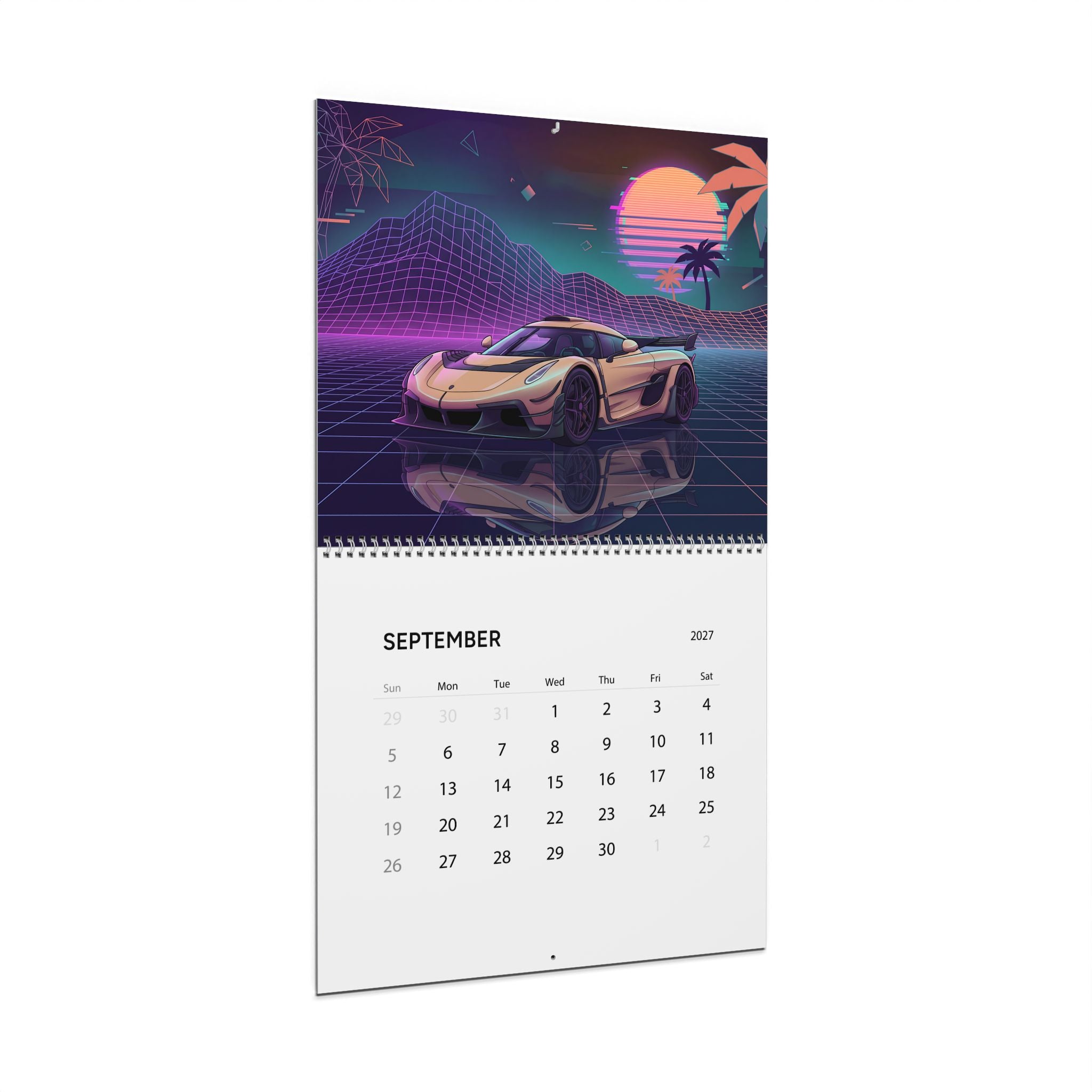 2027 Supercar Vaporwave Art Calendar – Luxury Sports Cars, Neon Nights & Retro Futuristic Artwork