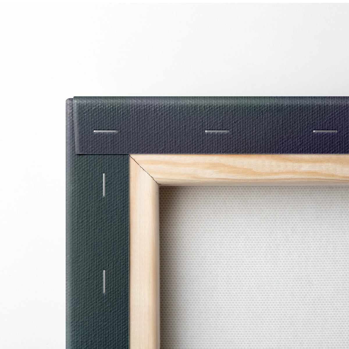 Dark green canvas with visible stitching and light wood frame in toyota gr86 inspired automotive wall art print