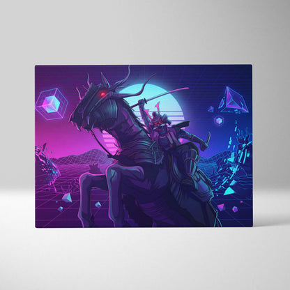 Vaporwave Neon Dragon Canvas - Dragon Neon Colors Pink Purple Living Room Vaporwave Mystical Mood Retro Futurism Canvas