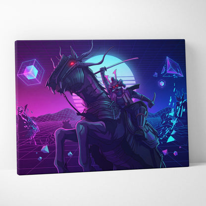 Vaporwave Neon Dragon Canvas - Dragon Neon Colors Pink Purple Living Room Vaporwave Mystical Mood Retro Futurism Canvas