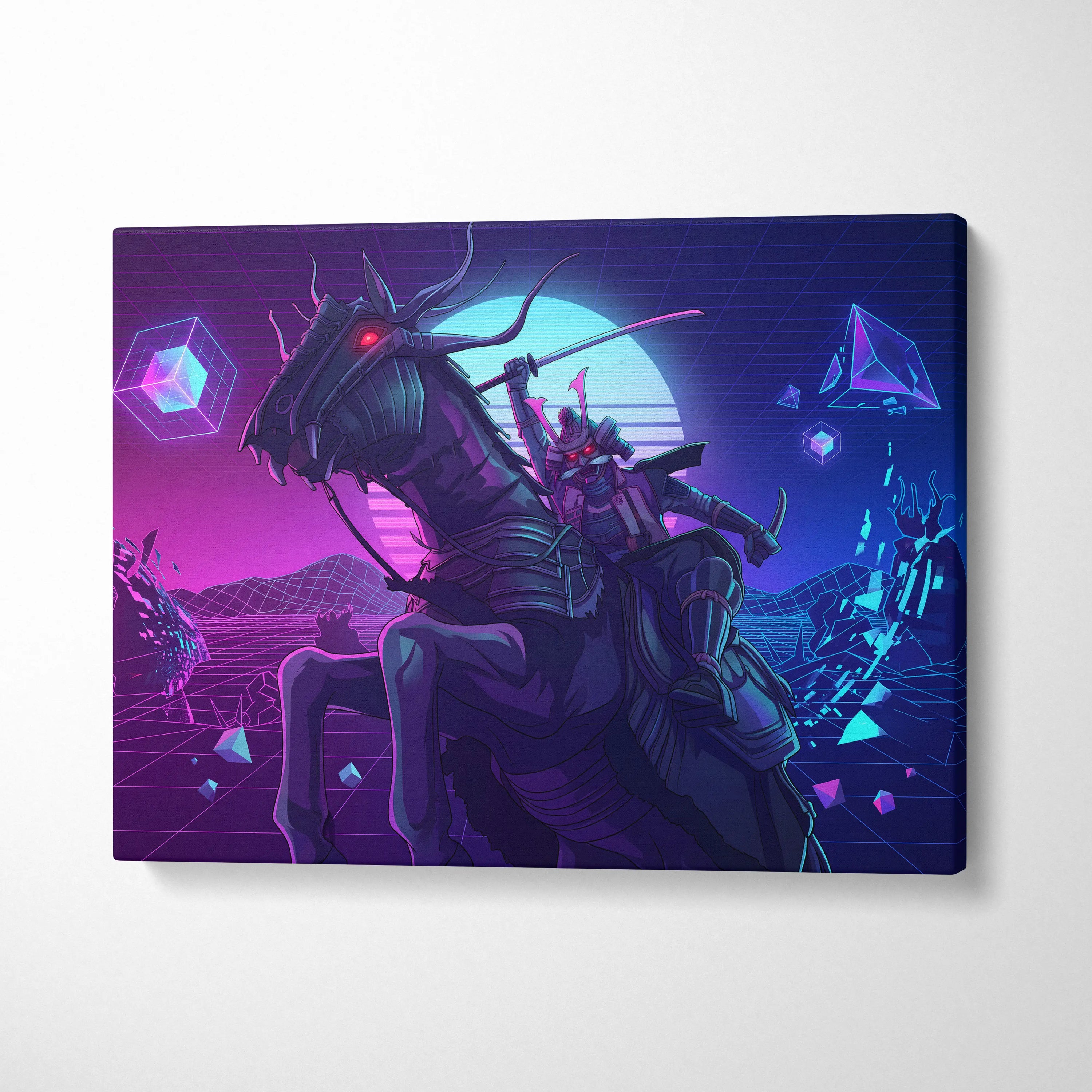 Vaporwave Neon Dragon Canvas - Dragon Neon Colors Pink Purple Living Room Vaporwave Mystical Mood Retro Futurism Canvas