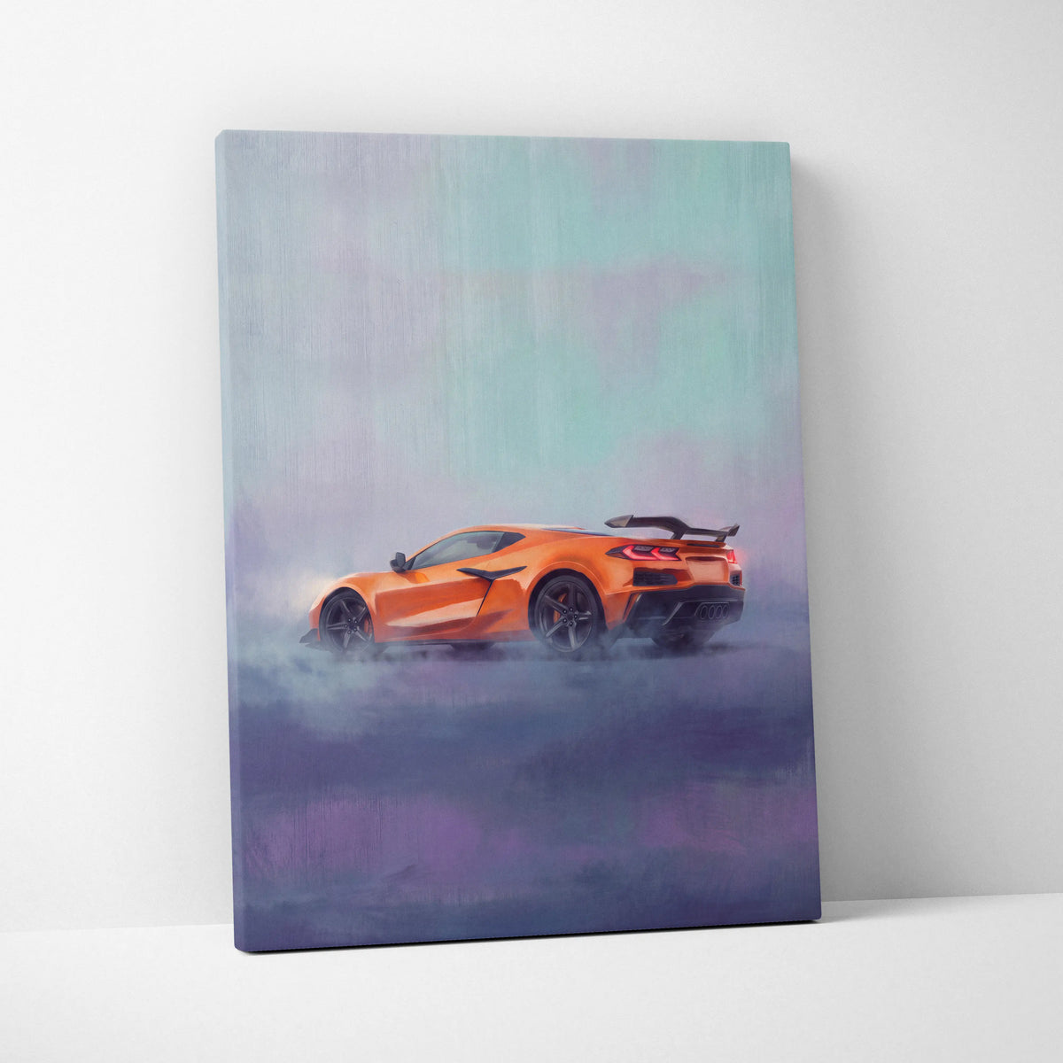 Chevrolet Corvette C8 Inspired Automotive Wall Art, Supercar Canvas Print for Living Room