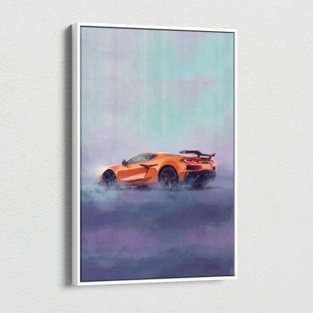 Chevrolet Corvette C8 Inspired Automotive Wall Art, Supercar Canvas Print for Living Room