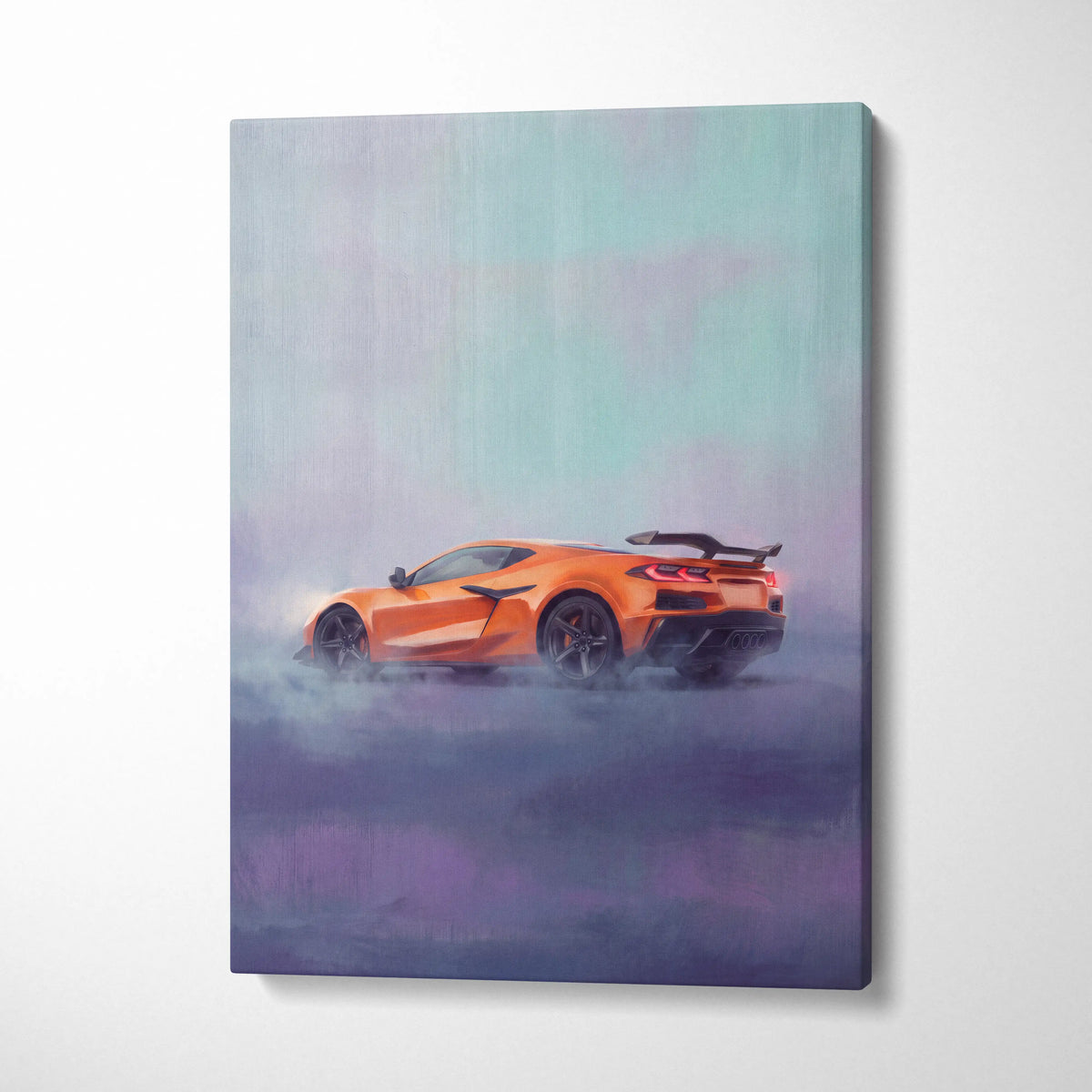 Chevrolet Corvette C8 Inspired Automotive Wall Art, Supercar Canvas Print for Living Room