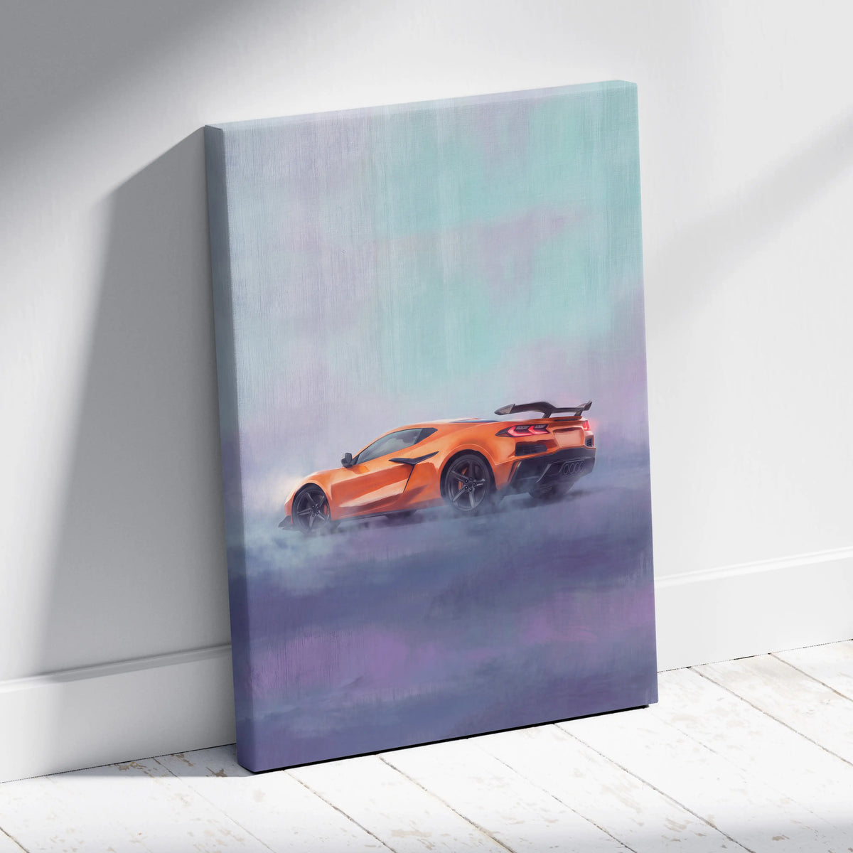 Chevrolet Corvette C8 Inspired Automotive Wall Art, Supercar Canvas Print for Living Room