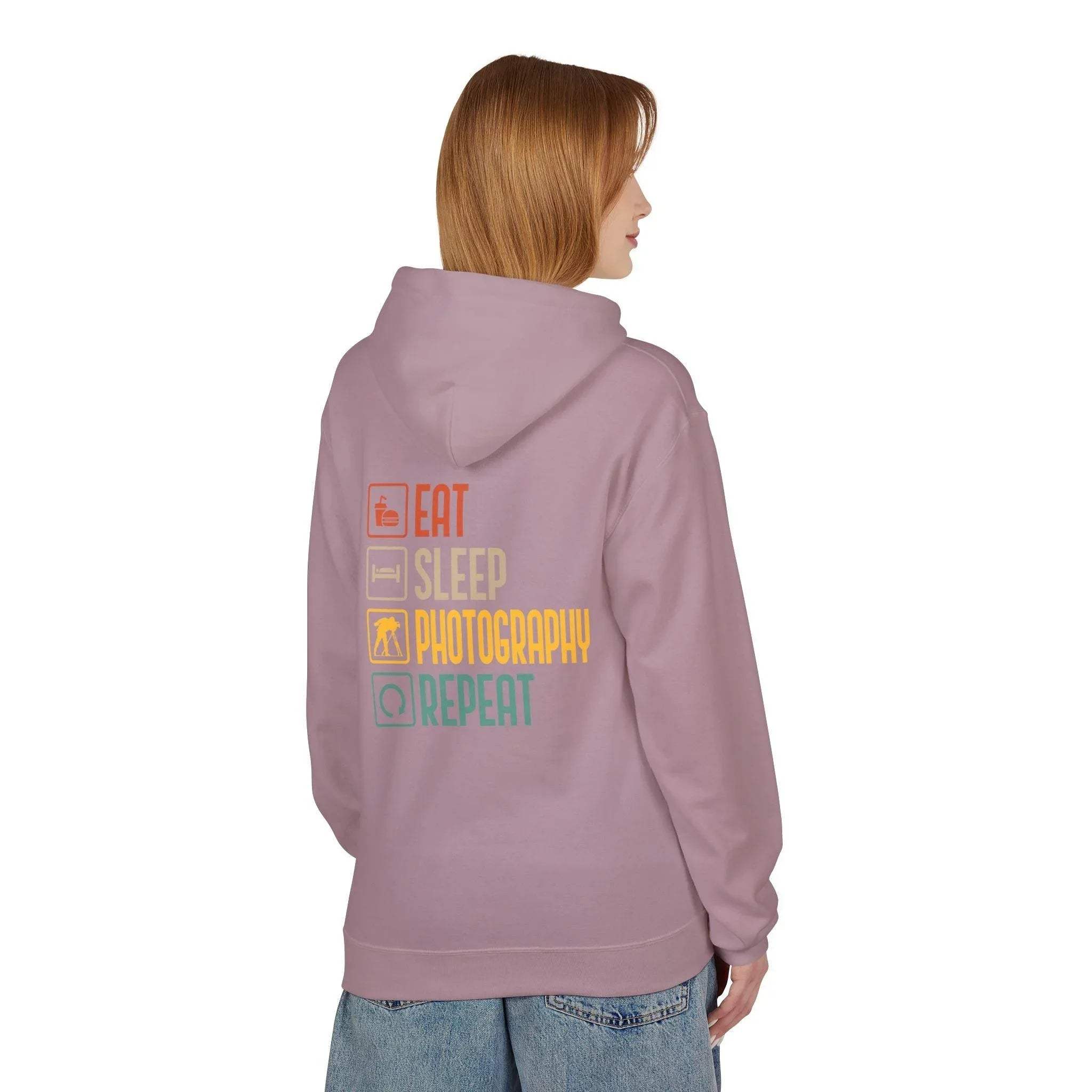 Cozy Photography Lover's Fleece Hoodie: "Eat, Sleep, Capture, Repeat"