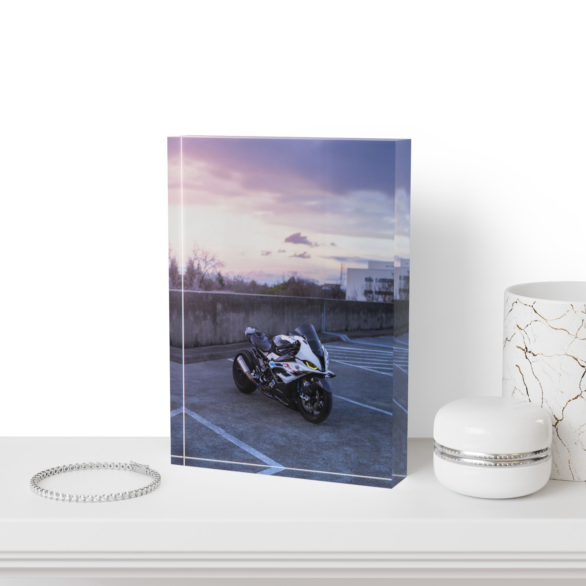 BMW S1000RR Drag Spec Motorcycle Acrylic Photo Block #003 - Throttle Designs