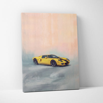 Ford GT Inspired Canvas Art, Racing Supercar Wall Painting for Garage Decor