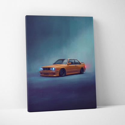 BMW E30 M3 Inspired Automotive Wall Art, Classic German Sports Car Canvas Art Print
