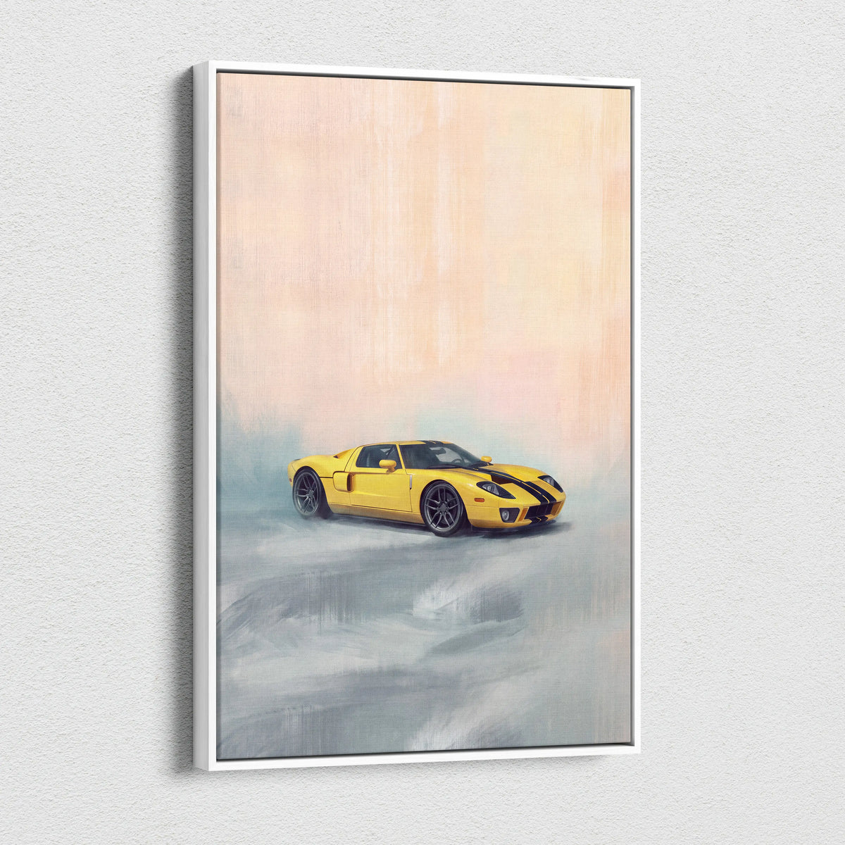 Ford GT Inspired Canvas Art, Racing Supercar Wall Painting for Garage Decor