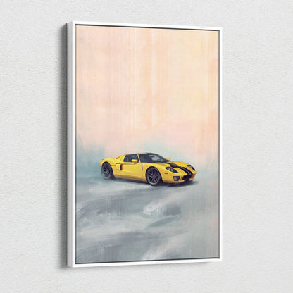 Ford GT Inspired Canvas Art, Racing Supercar Wall Painting for Garage Decor