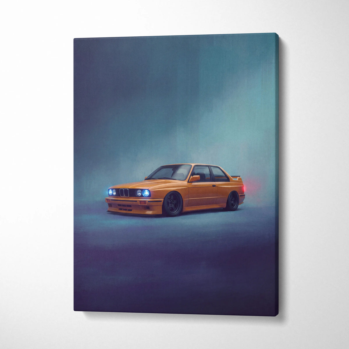 BMW E30 M3 Inspired Automotive Wall Art, Classic German Sports Car Canvas Art Print