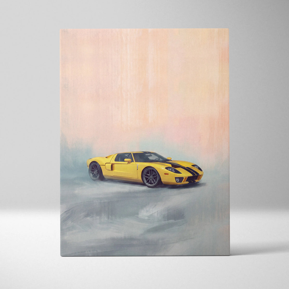 Ford GT Inspired Canvas Art, Racing Supercar Wall Painting for Garage Decor