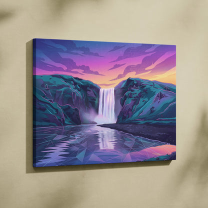Neon Cityscape Vaporwave Canvas - Vaporwave Cityscape Neon Pink Teal Dreamy Mood Living Room Retro Futurism Canvas Print