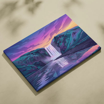 Neon Cityscape Vaporwave Canvas - Vaporwave Cityscape Neon Pink Teal Dreamy Mood Living Room Retro Futurism Canvas Print